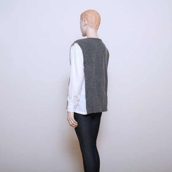 Zara 2 in 1 Crew Neck Cotton Sweater Shirt Gray Women Size M - Picture 3 of 9